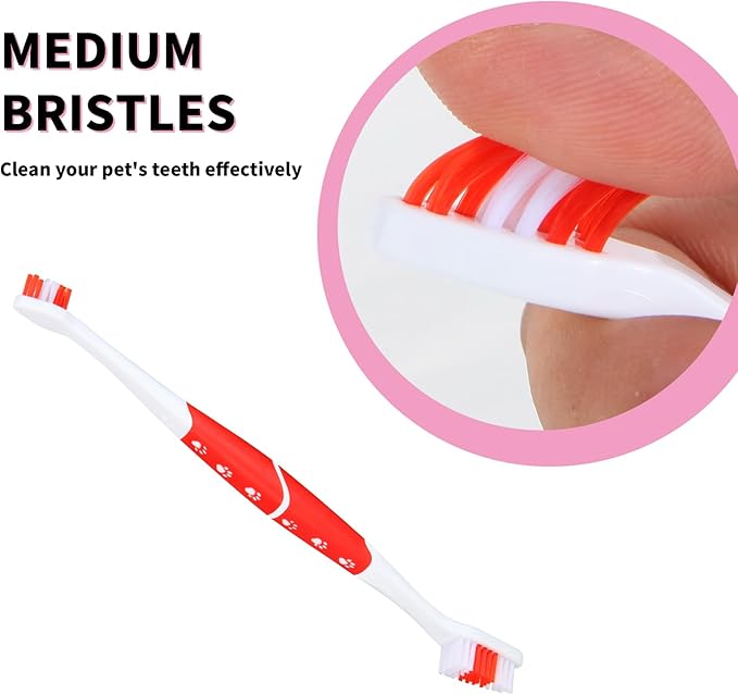 4 PCS Dog Toothbrush, Double Headed Pet Toothbrush with Soft Bristles, Easy Teeth Cleaning, Dog Dental Care for Puppies, Cats and Small Pets, Toothbrush in Bulk Individual Polybag