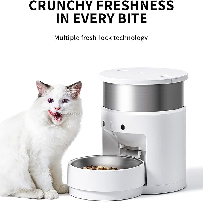 PETKIT Automatic Cat Feeders, 5L Pet Dry Food Dispenser Triple Preservation with Stainless Steel Bowl, Scheduled Cat Feeder 5-200g Portions 10 Meals Per Day, Fresh Element Infinity for Cats/Dogs