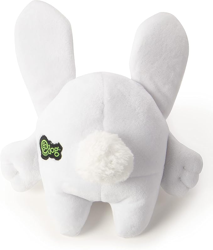 goDog Big Nose Bunny Squeaky Plush Dog Toy, Chew Guard Technology - White, Large