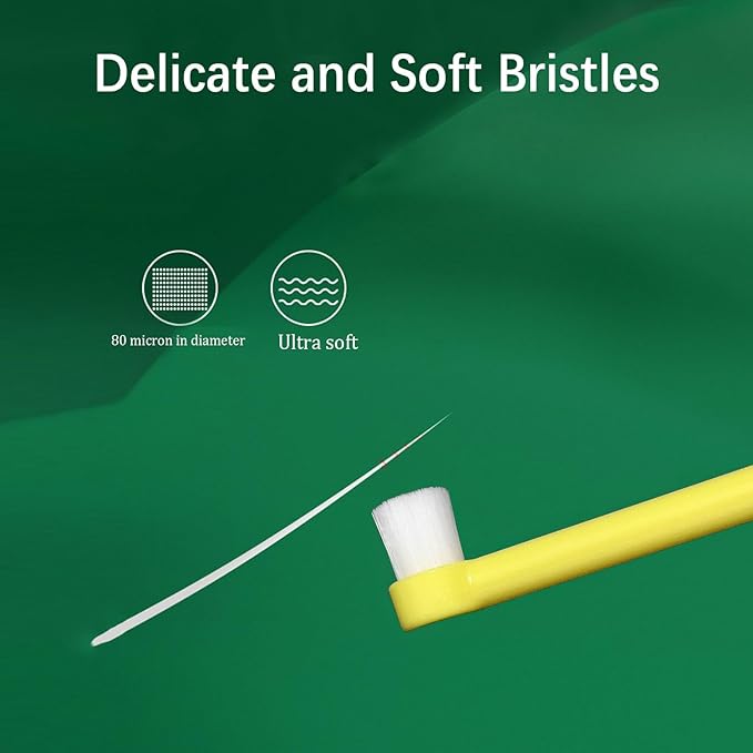 JGocot Dog Toothbrush, Cat Toothbrush|Mini Head|Micro Nano Bristle|Ultra Soft Pet Toothbrush for Sensitive Gum, Dog Dental Care Kit for Cats&Small Breed Dogs-Yellow