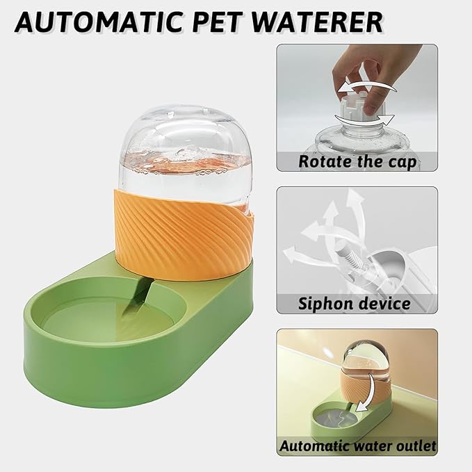 BNOSDM 2 Pcs Gravity Dog Feeder and Water Dispenser, Automatic Dog Cat Food and Water Dispenser Set, Large 3.5 L Pet Self Feeder Station for Indoor Small and Medium Sized Dog, Cats (White)