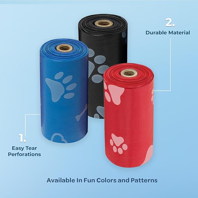 Best Pet Supplies Dog Poop Bags for Waste (240 Bags) Refuse Cleanup, Doggy Roll Replacements for Outdoor Puppy Walking and Travel, Leak Proof and Tear Resistant, Thick Plastic - Assorted Colors