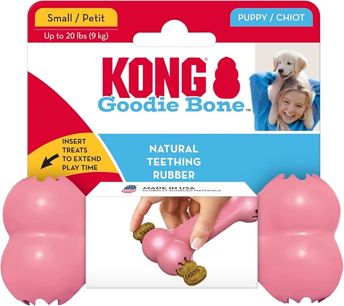 KONG Puppy Goodie Bone - Stuffable Dog Toy for Small Puppy - Natural Rubber Chew Toy for Puppies - Small Dog Toy for Teething Puppies - for Small Puppies - Pink