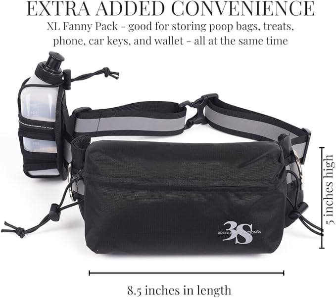 Hands Free Dog Leash - Hands Free Dog Leash for Large Dogs w/Water Bottle - Waterproof Waist Leash for Dog Walking 2 Dogs - Reflective Running Leash for Dogs- No Hands Dog Leash Waist Belt