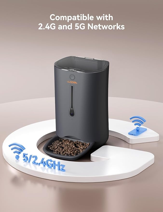 WOPET 7L Automatic Dog Feeder with Camera, 5G WiFi Automatic Cat Food Dispenser, Automatic Cat Feeder with Timer Programmable, HD Camera for Voice and Video Recording