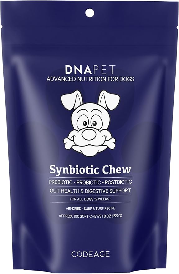 Synbiotic Chew for Dogs - Advanced Probiotic & Collagen Support, Gut Health, Joint & Skin Care, Grain-Free, Air-Dried, Handcrafted in USA, Digestive & Immune Support, All Dogs +12 Weeks, 8 Oz