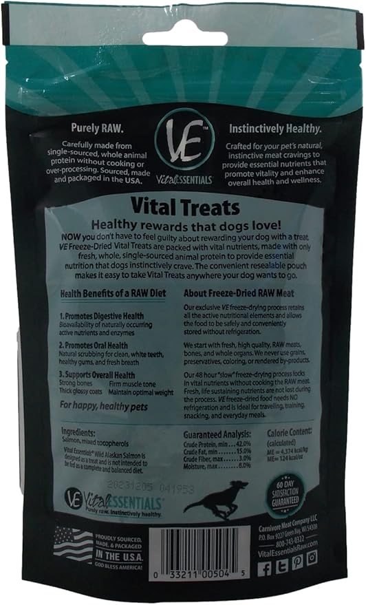 Vital Essentials Freeze-Dried Raw Dog Treats 3 Flavor Variety - (1) Each: Turkey Giblets, Salmon Bites, Chicken Breast (2-2.5 Ounces) - Plus Rope Toy and Fun Animal Facts Booklet Bundle