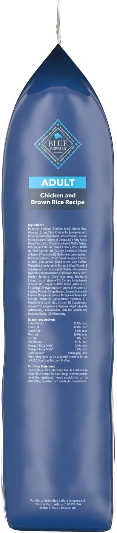Blue Buffalo Life Protection Formula Natural Adult Dry Dog Food, Chicken and Brown Rice 30-lb