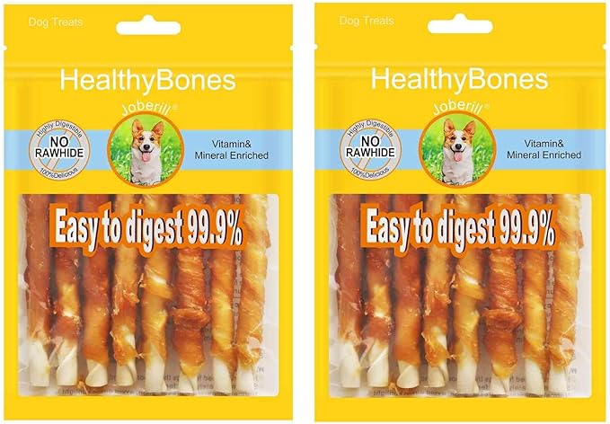 HealthyBones Chicken Breast Wrapped Natural Dog Treats for Coton de Tulear and Other Small Companion Dogs, 18 Count