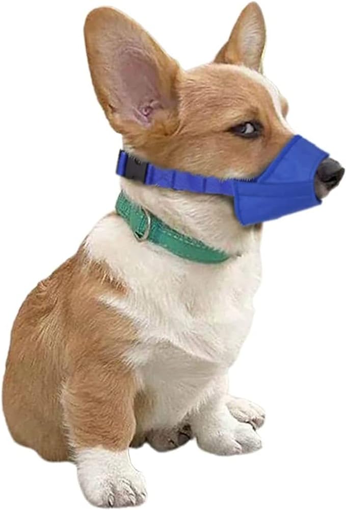 Parts Express Dog Muzzle, Soft Anti-Biting Barking Chewing Muzzle, Breathable Waterproof Adjustable Muzzle for Small Medium Dogs,Blue (XXS)