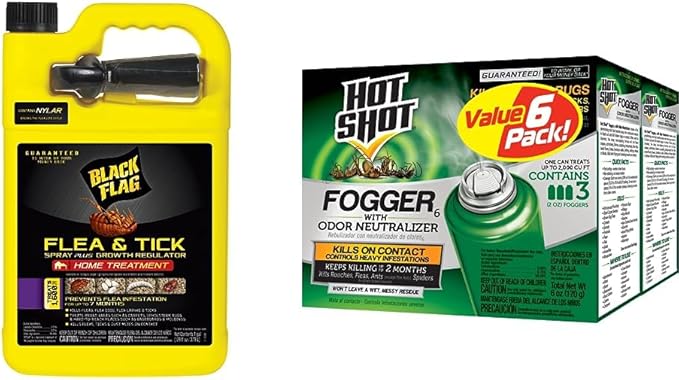 Black Flag 11093 B00PVN1ST8 Extreme Flea Killer Plus Growth Regulator RTU for Insects, 1-gal & Hot Shot Fogger with Odor Neutralizer, Kills Roaches, Ants, Spiders & Fleas