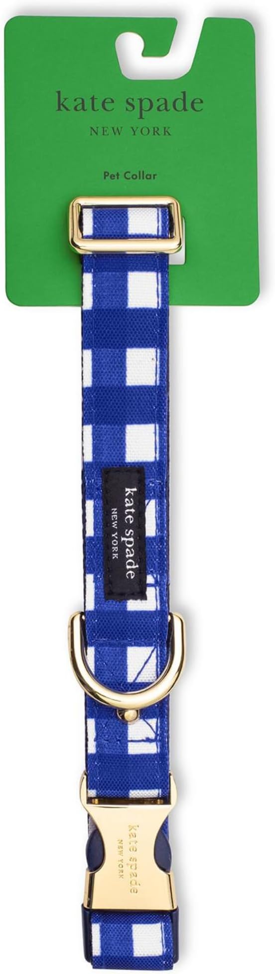 Kate Spade New York Cute Dog Collar, Gold Metal Buckle Dog Collar, 15.5" to 24" Adjustable Dog Collar for Female or Male Dogs, Stylish Dog Collar for Medium and Large Breeds (Navy Gingham)