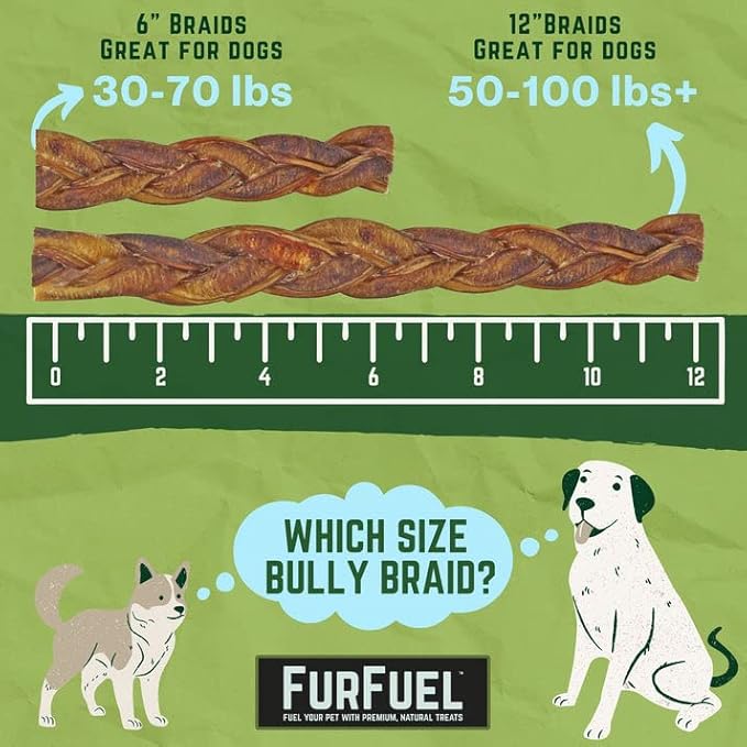 Braided Bully Sticks Variety Pack for Dogs - Suitable for Small, Medium, and Large Breeds – 3 Pack of 12-Inch Dog Bully Sticks - Low Odor, All-Natural Chew (12 Inch, 3 Count)