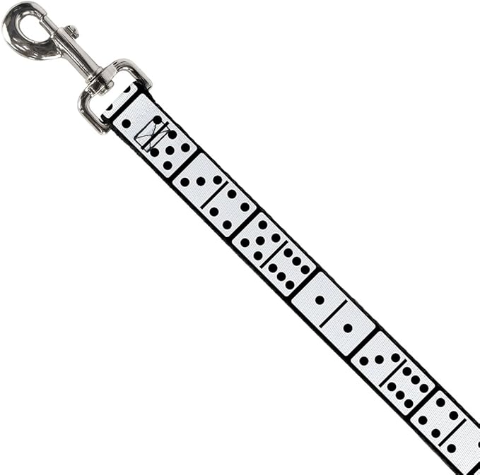 Dog Leash Dominoes Black White Black 6 Feet Long 1.0 Inch Wide