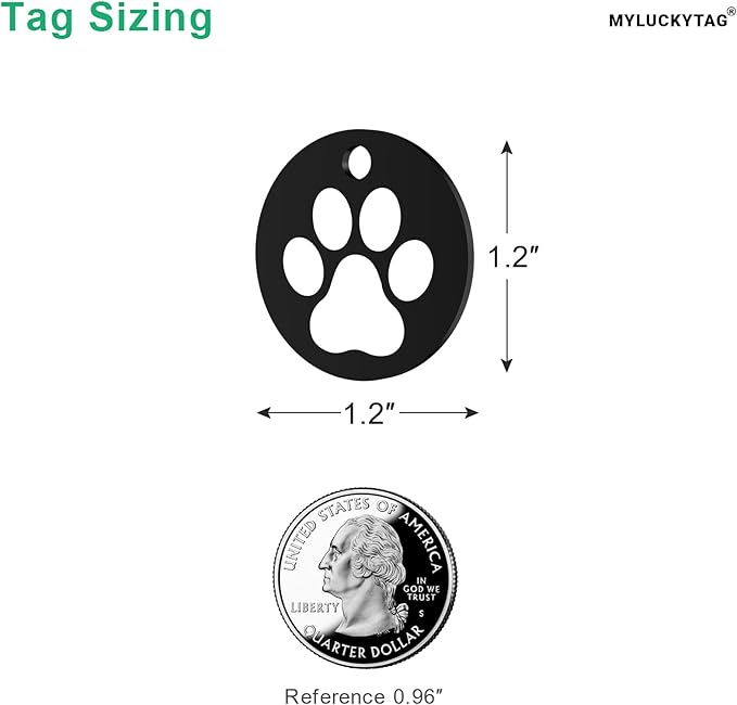 MYLUCKYTAG Stainless Steel QR Code Pet ID Tags Dog Tags - Pet Online Profile - Scan QR Receive Instant Pet Location Alert Email