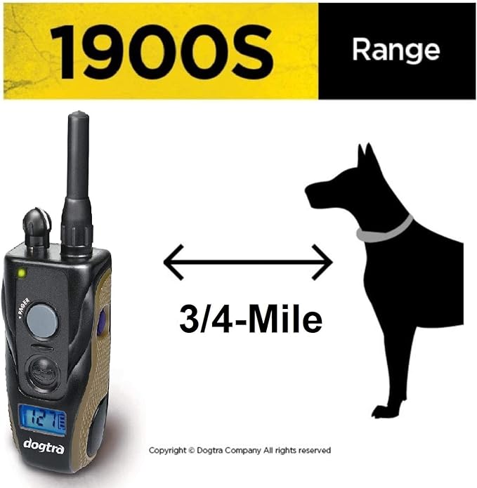 Dogtra 1900S Remote Dog Training Collar - 3/4 Mile Range, Waterproof, Rechargeable, Vibration - includes Essential Pet Products Dog Training Clicker and Collapsible Food and Water Bowl