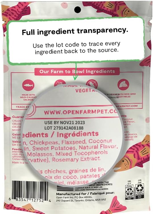 Open Farm Dehydrated Grain-Free Dog Treats, Gently Cooked Recipe with Natural Simple Ingredients and No Artificial Flavors or Preservatives (6 Pack Salmon Jerky)