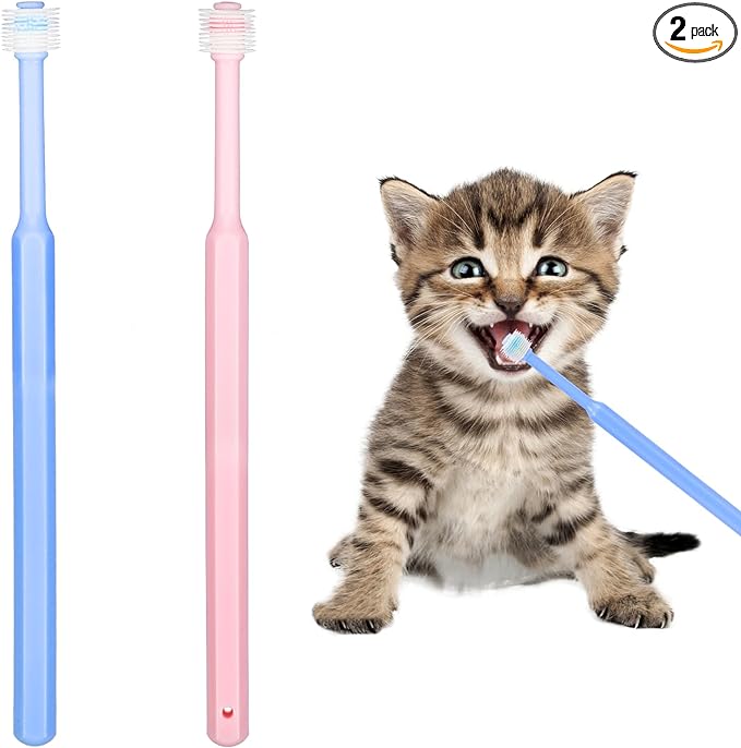 2 Pack Small Dog Toothbrush,360 Degree Silicone Cat Toothbrush Pet Dental Care Dog Oral Hygiene Deep Clean Pet Teeth Cleaning Kit Soft Bristles Friendly to Gums, Easy to Handle, Fresh Breath - Medium