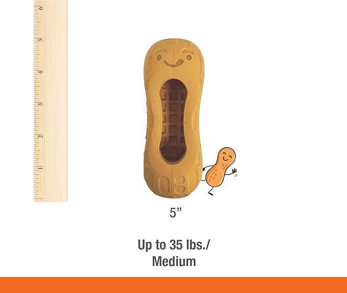 Nylabone Strong Chew Fillable Peanut Dog Chew Toy - Fun & Cute Dog Toys for Aggressive Chewers, Durable Dog Toys, Allergen-Free Peanut Butter Flavor, Medium/Wolf (1 Count)