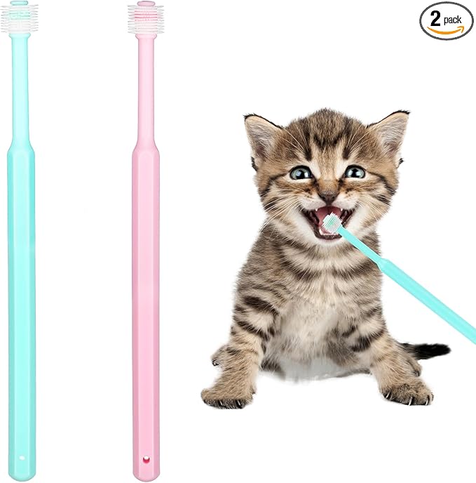 2 Pack Puppy Tooth Brushing Kit, 360 Degree Silicone Dog / Cat Toothbrush Pet Dental Care Dog Oral Hygiene Deep Clean Pet Teeth Cleaning Tool Soft Bristles Friendly to Gums, Easy to Handle - Small