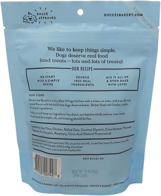 Bocce's Bakery Soft & Chewy Dog Treats 3 Flavor Variety - (1) Each: Salmon, Chicken, Campfire S'Mores - (6 Ounces) - Plus Rope Toy and Fun Animal Facts Booklet Bundle