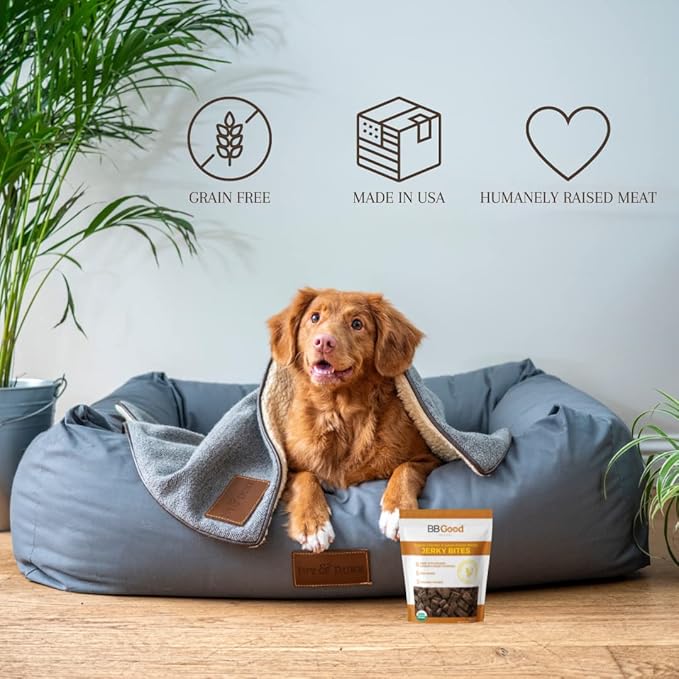 Dog Treats from ButcherBox - Organic Chicken and Sweet Potato Jerky Bites for Small and Large Dogs, Grain Free, Made and Sourced in The USA, 8 oz Bag (3 Count)