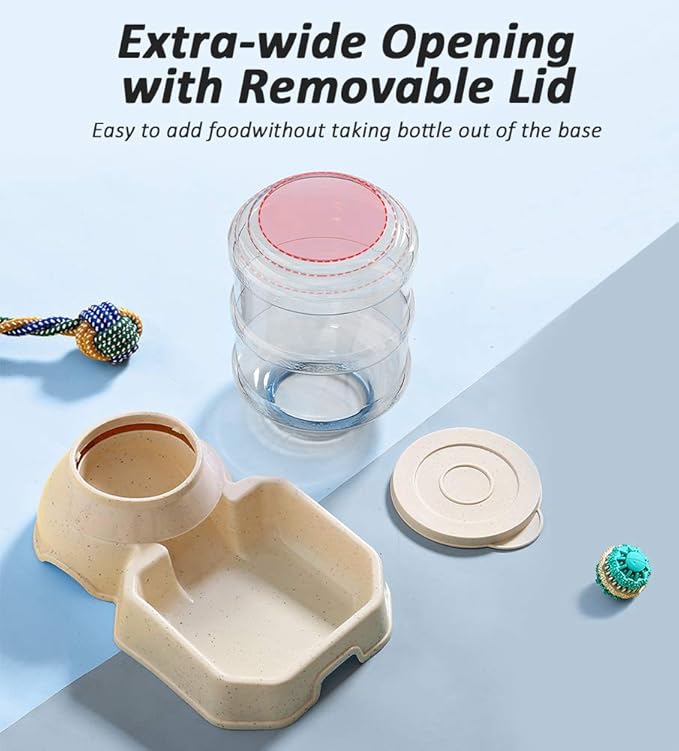 Pet Feeder Food Dispenser Automatic for Dogs Cats, 100% BPA-Free, Gravity Refill, Easily Clean, Self Feeding for Small Large Pets Puppy Kitten Rabbit Bunny