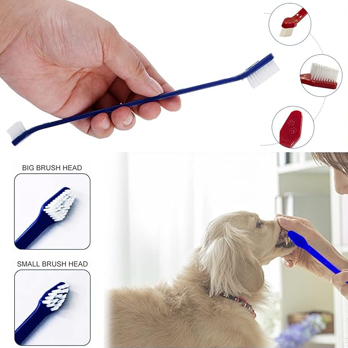 8 Pack Dog Teeth Cleaning Tools Plaque Remover, Dog Tooth Brushing Kit Include 3 Different Stainless Steel Dog Tooth Scraper and 2 Dog Toothbrush and 3 Dog Finger Toothbrush