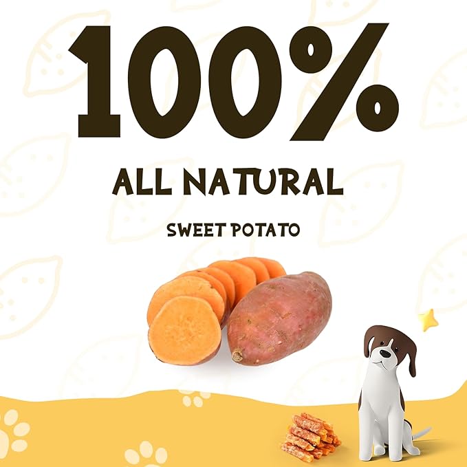 ASMPET Sweet Potato Dog Treats Chicken Wrapped Fries, Dog Chews Twists Skinless Sweet Potato Strips & Chicken Bites Training Snacks Grain Free Dog Treat for Small Medium Large Dogs 10.6oz