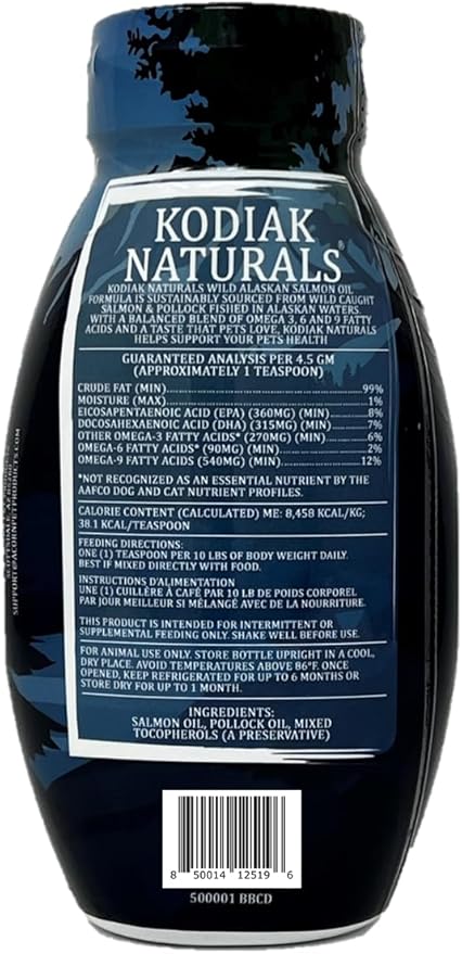 8oz Wild Alaskan Salmon Oil Formula for Dogs & Cats, a Balanced Blend of Pure Fish Oils with EPA and DHA from Wild-Caught Fish. Support for Skin & Coat, Joints, and Immune Health