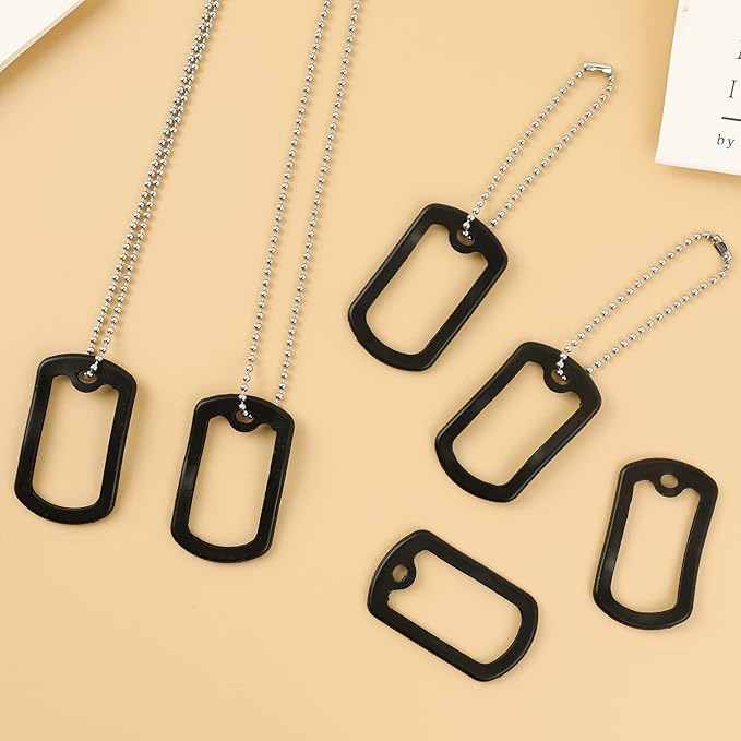 10 Pack Military Dog Tag Silencers, Military Engraved Dog Tag Silicone Case with 4 Chains Black Army Dog Tags Silencers for Authentic Military Id Tags Rubbers Case to Reduce Noise and Protect Tag