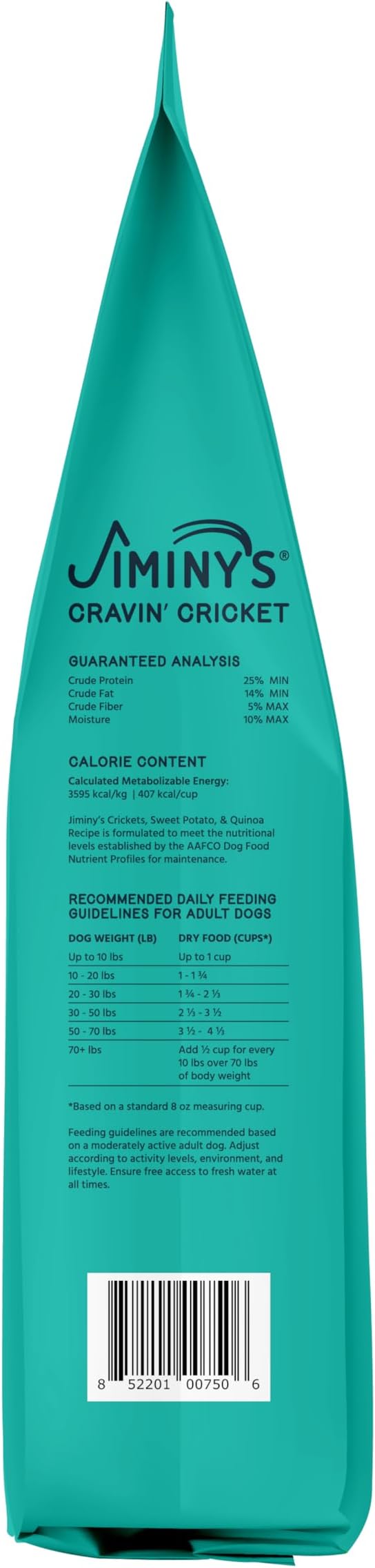 Jiminy's Cravin' Cricket Dry Dog Food, Hypoallergenic, Sensitive Stomach, 10lb Bag (Pack of 1)