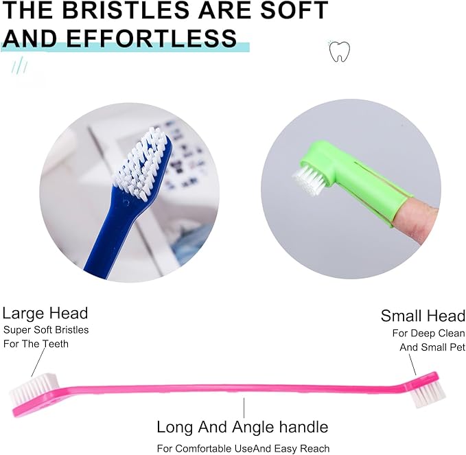 Dual Headed Dog Tooth Brush of 12pcs,Dog Toothbrush Finger,Toothbrush for Dogs Dental Care,Pet Toothbrush for Small to Large Dogs, Cats, and Most Pets, Teeth Brush in Bulk