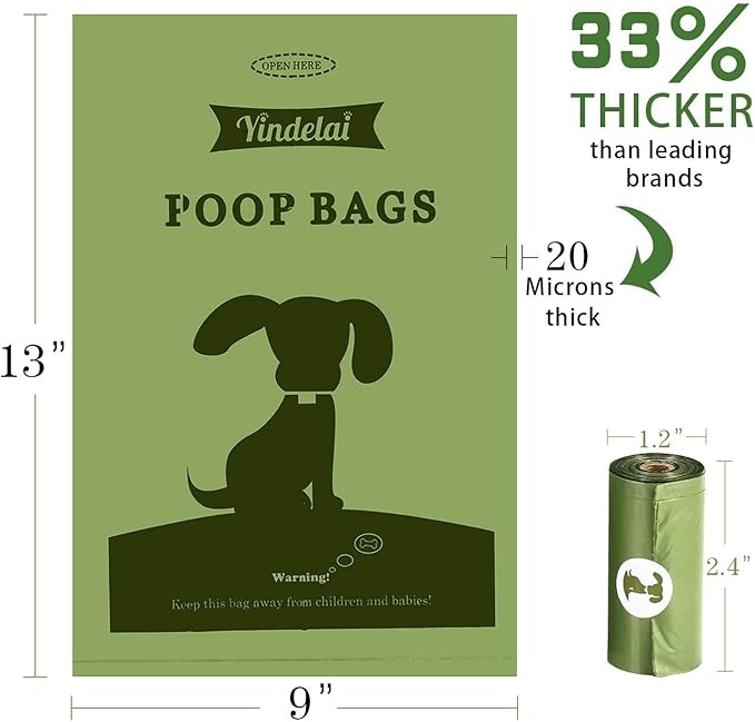 Dog Poop Bag, 390 Counts Unscented Doggie Bags for Poop, Extra Thick and Leak-Proof, Eco-Friendly Biodegradable Pet Waste Bags Refill Rolls with Dispenser