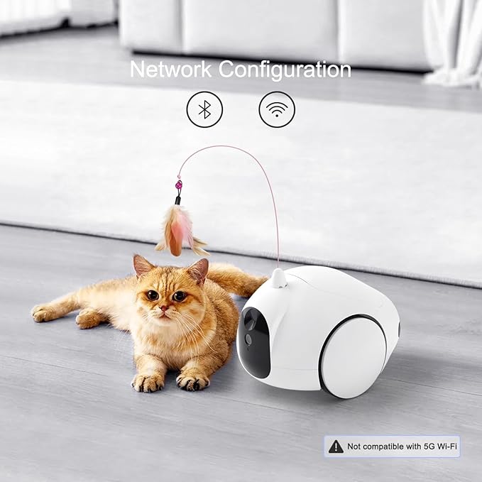 Pet Camera Treat Dispenser, Dog Camera with Phone App, Automatic Cat Feeders, Moving Home Security Camera with Night Vision Two Way Audio and Video (Support 2.4GHz Wi-Fi only, No Suscription Fee)
