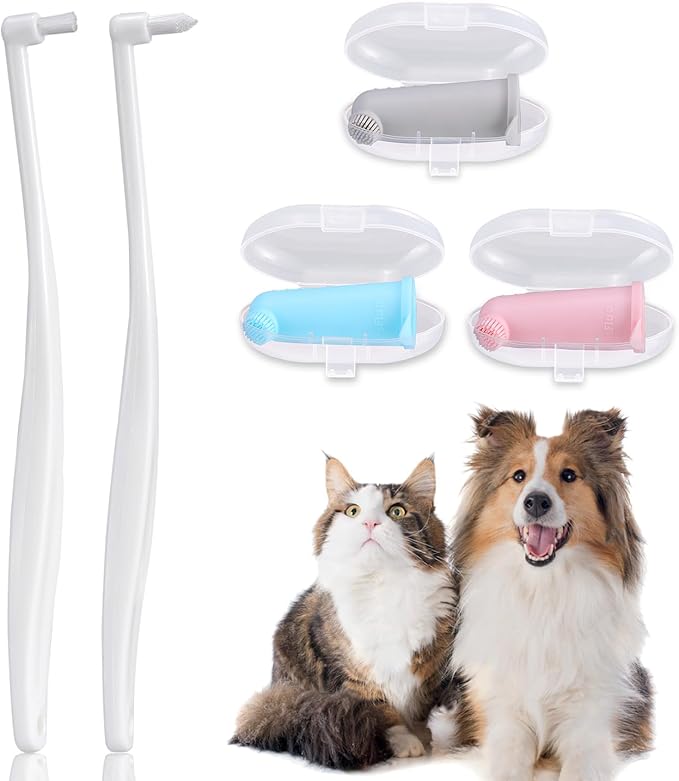 Pet Dental Care Kit: Complete Oral Hygiene with Specialized Brushes, Latest Thumb Brush Design, and Vibrant Colors!