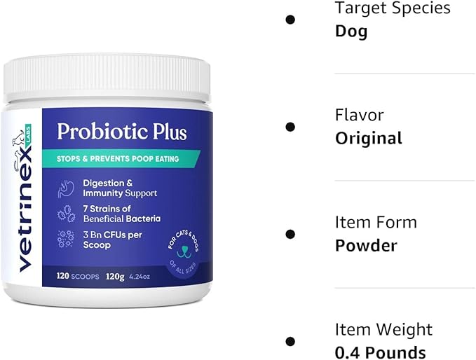 Coprophagia Poop Eating Deterrent & Prevention, Stop & Prevent Stool Eating Treatment - Probiotics for Dogs, Cats and Puppies - Forbids Dog from Eating Poop - Probiotic Powder (120 GMS)