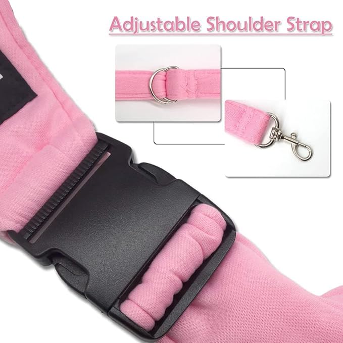 NATUYA Small Dog Carrier Sling Cat Sling,Adjustable Strap Hand Free Pet Puppy for Outdoor Traveling Subway (pink, Snap)