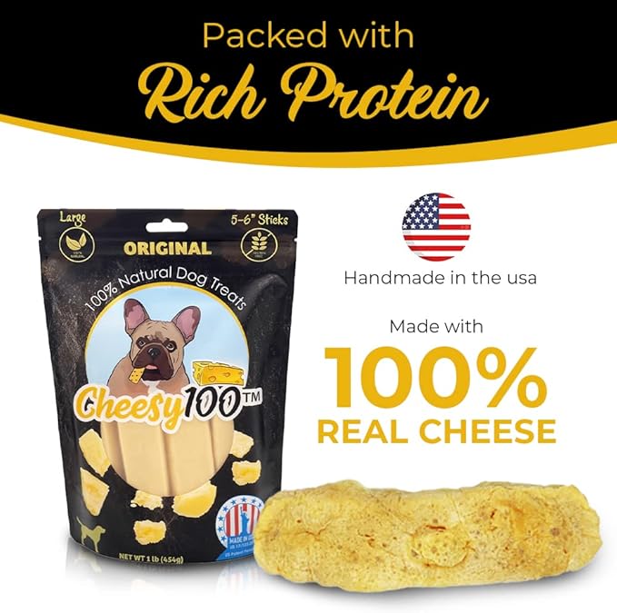 Cheese Dog Chews|US-Crafted for Puppies & Dogs |Softer Natural Alternative to Himalayan Dog Chews & Yak Chews| Salt & Rawhide-Free| Tastier than Yak Chews (6 Large Sticks)