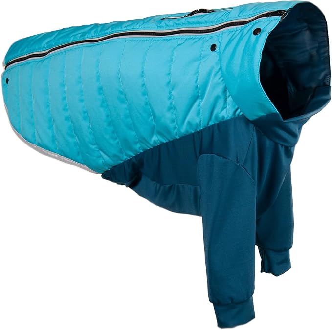 Furhaven Water-Repellent Large Dog Coat, Washable w/ Leash Access & Stretch Fabric - Pro-Fit Active Jacket - Aquamarine, Large