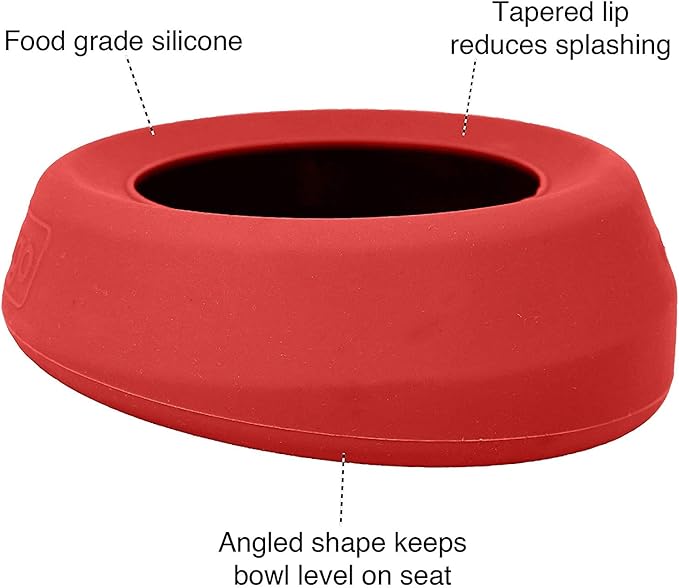 Kurgo Splash Free Wander Water Bowl, No Spill Dog Travel Bowl, Portable No Mess Water Bowl for Dogs, Splash Less Pet Bowl for Car Travel, Dog Travel Accessories, 24 oz, Chili Red