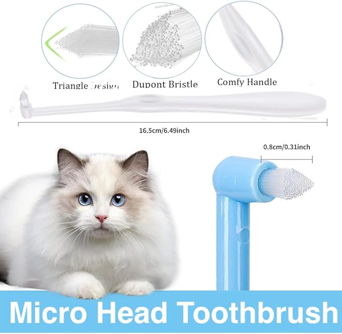 6 Pcs Cat Toothbrush Kitten Toothbrush with Micro Head to fit into Cat/Kittens Mouth, Cat Teeth Cleaning Brushes, Kitty Dental Care Supplies for Cats Pet, Eliminates Bad Breath & Gap Cleaning