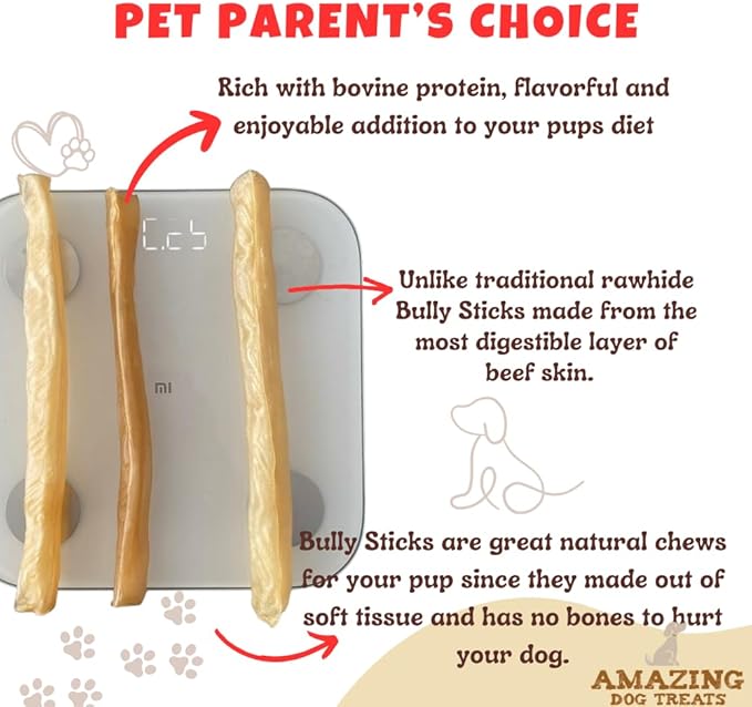 Amazing Dog Treats - Large Collagen Stick - (12 Inch - 4 Count) - Collagen Beef Cheek Rolls for Dogs - 100% Pure Collagen Sticks for Dogs - No Hide Bones for Dogs