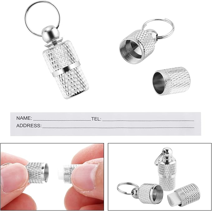 Anti-Lost Cat Dog ID Tags, 6 Pieces Pet Barrel Tube Collars Address Name Label Prevent Pet Lost