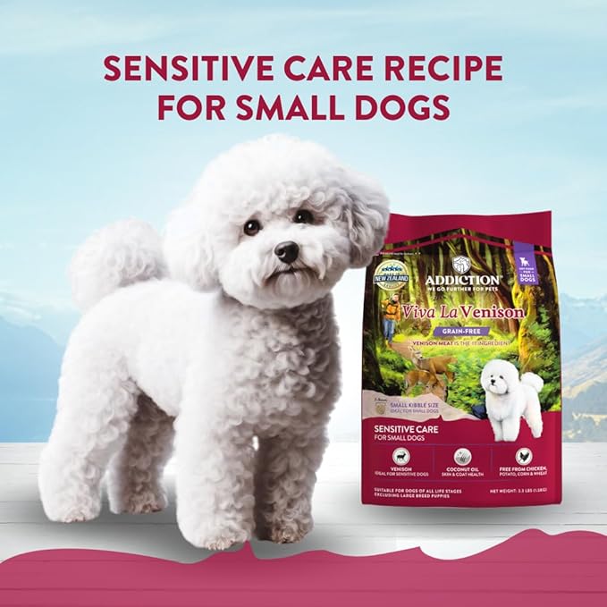Addiction Viva La Venison All Life Stages Small Breed Grain-Free Premium Venison Dry Dog Food Crafted in New Zealand - 3.3 lb