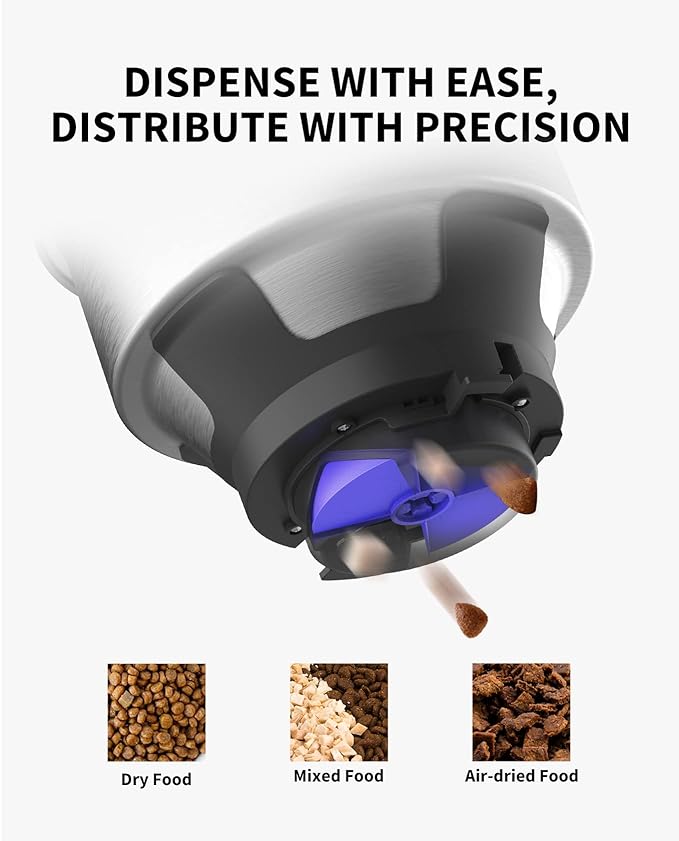 PETKIT Automatic Stainless Steel Dogs Cats Feeder, App Control, Programmable Portion Control 5-200g per Meal & 20s Voice Recorder Pets Smart Dispenser for Medium Large Dogs Cats (3L)