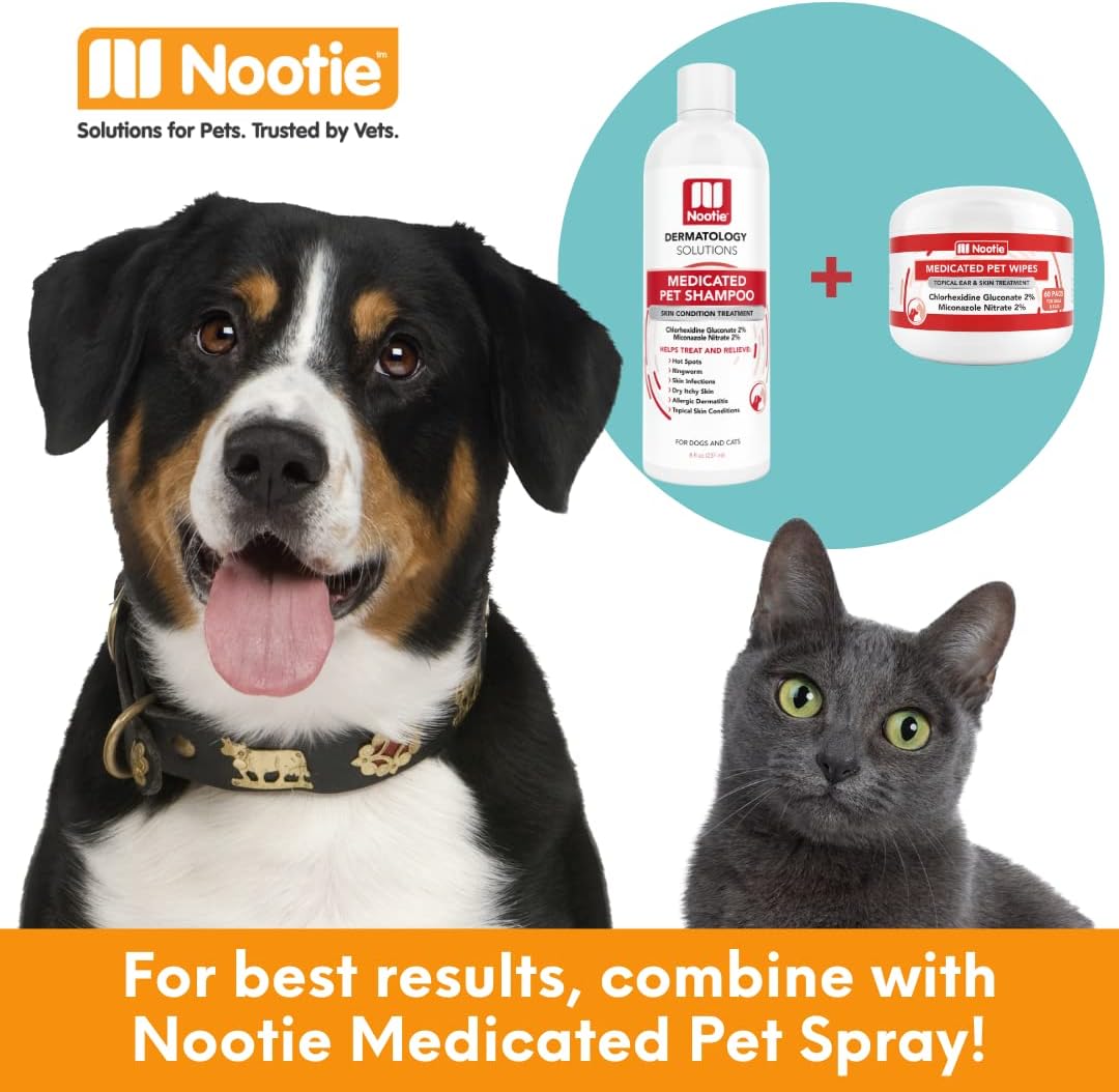 Nootie Medicated Dog Wipes, Chlorhexidine & Miconazole Pet Wipes for Dogs & Cats - 2” Small Wipes, 60 Count - Sold in Over 10,000 Vets & Pet Stores