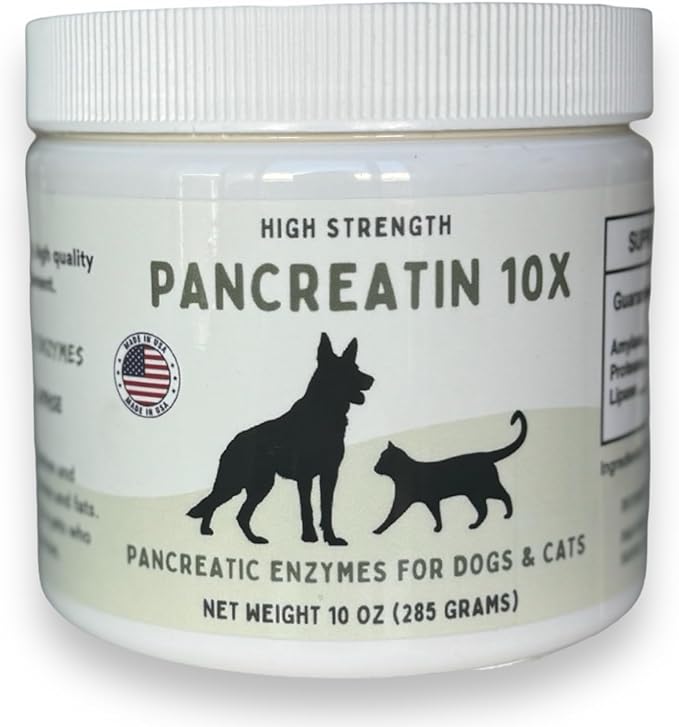 Pancreatin 10X - Pancreatic enzymes for Dogs and Cats (Made in USA) High Strength | Low Odor |10oz (285g)