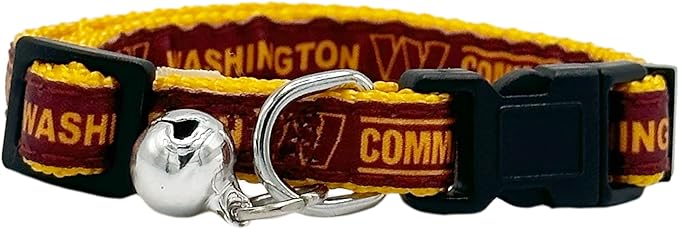 Pets First NFL CAT Collar Washington Commanders Satin Cat Collar Football Team Collar for Dogs & Cats. A Shiny & Colorful Cat Collar with Ringing Bell Pendant, Team Color (WAC-5034)