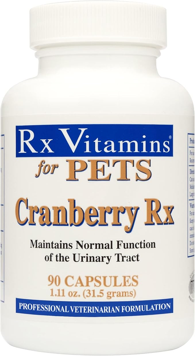 Rx Vitamins Cranberry Pills for Dogs - Cat Urinary Tract Medicine Support - UTI Treatment for Pets - Dog & Cat Urinary Relief Aid - 90 Cap.
